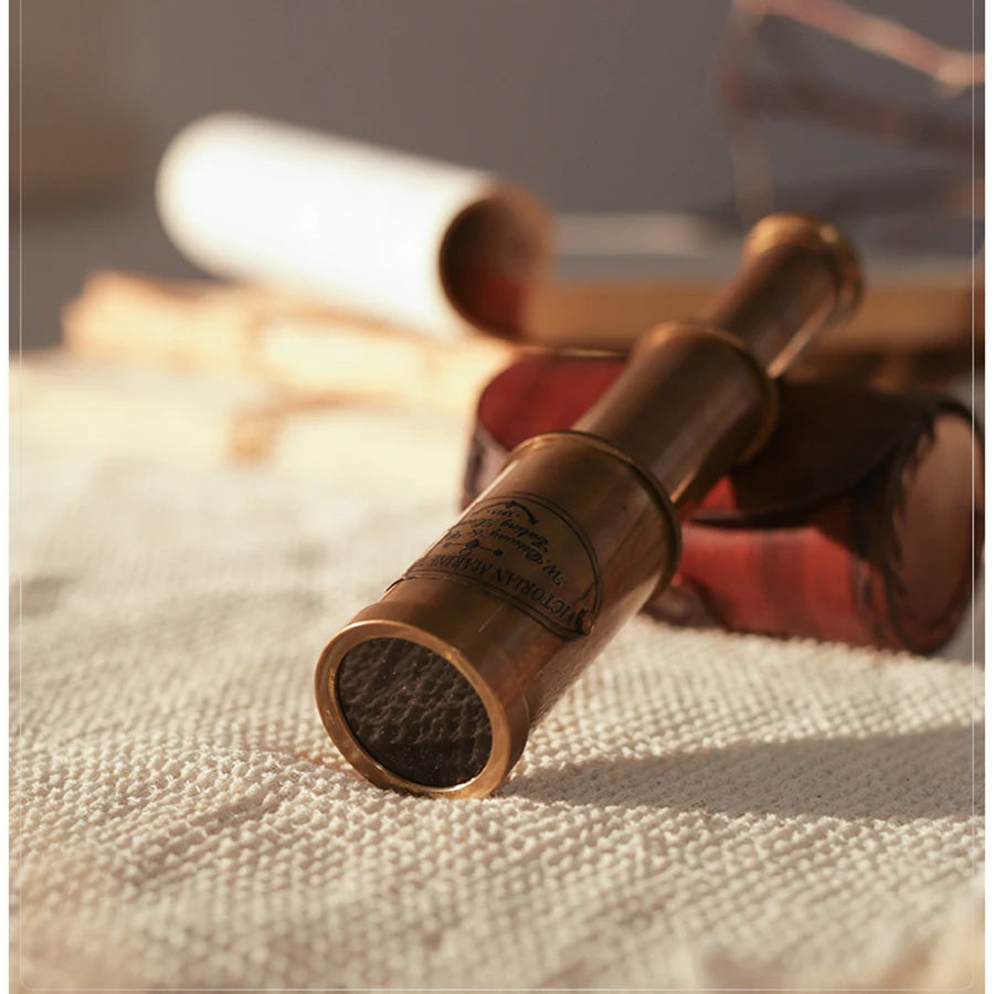 Retro Brass Monocular Telescope Study Desktop Ornaments Home Decoration Model Room Shooting Window Display Handmade Telescope