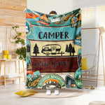 1PC Camper and Forest Pattern Printed Blanket, Suitable for Sofas, Beds, Offices, Travel, Camping Chairs, Warm Plush Blanket