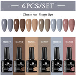 MSRUIOO 6pcs Nude Pink Gel Nail Polish Set Glitter Colorful Semi Permanent UV Gel Kits DIY Nail Art Painting Varnish Manicure