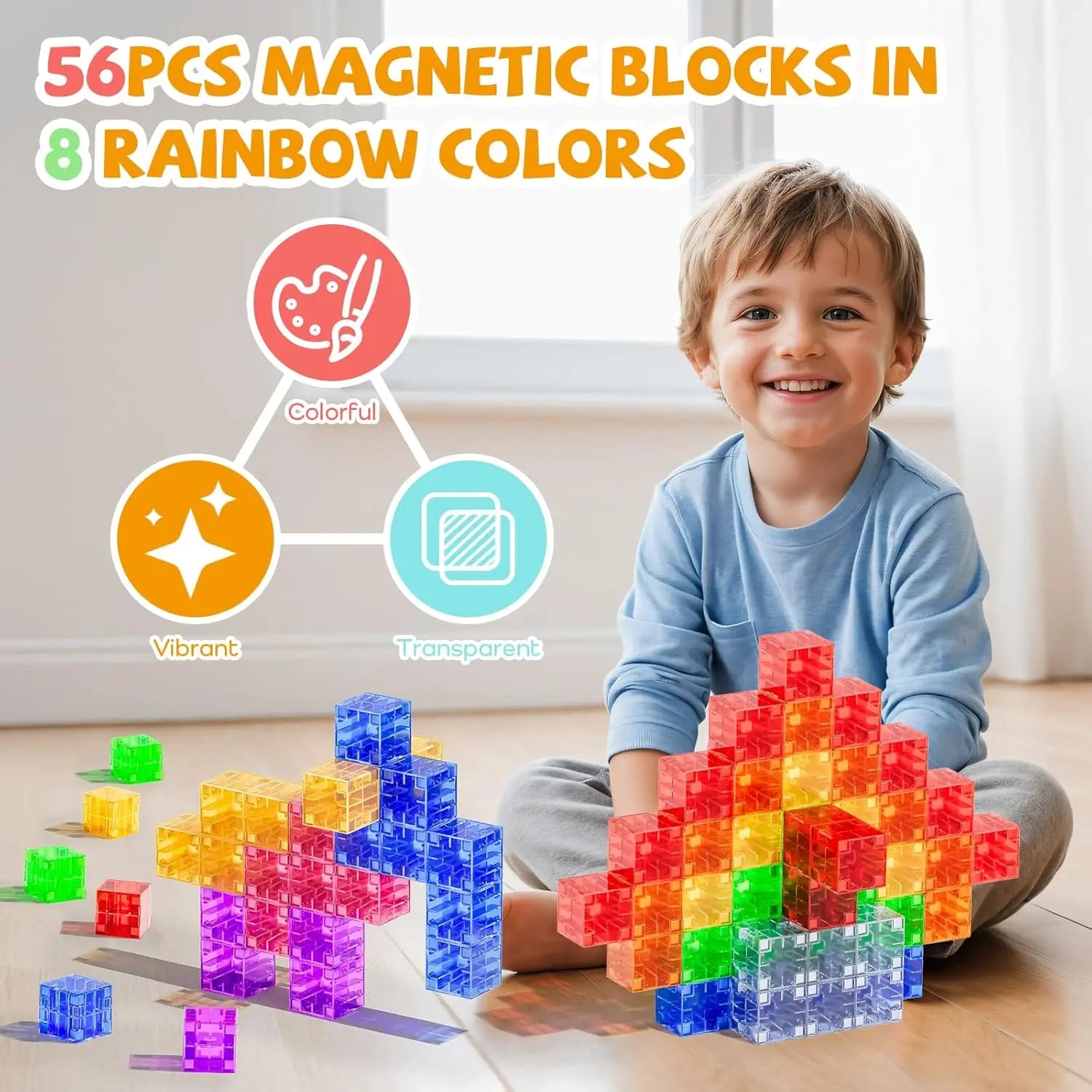 Magnetic Building Blocks Toy Transparent Magnetic Cubes Construction Set Preschool STEM Educational Sensory Toys Gift