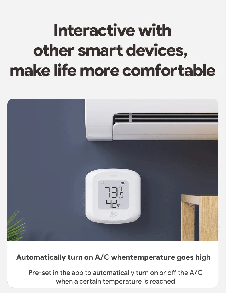 Smart WiFi/Zigbee Temperature and Humidity Sensor Indoor Hygrometer Thermometer with LCD Display Support Home Assistant Zigbee2m