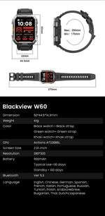 Blackview W60 2024 New Smartwatch 2.01'' HD Display TFT Rugged Smart Watch for Outdoor With Emergency Lighting Bluetooth Calling