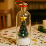 Christmas Tree Message in a Bottle, Recordable Voice Message Ornament Playback Cork, Snowy Scene in Bottle for Home Xmas Festive