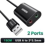 UGREEN Sound Card USB Audio Interface External 3.5mm Microphone Audio Adapter Soundcard for PC Laptop PS4 Headset USB Sound Card