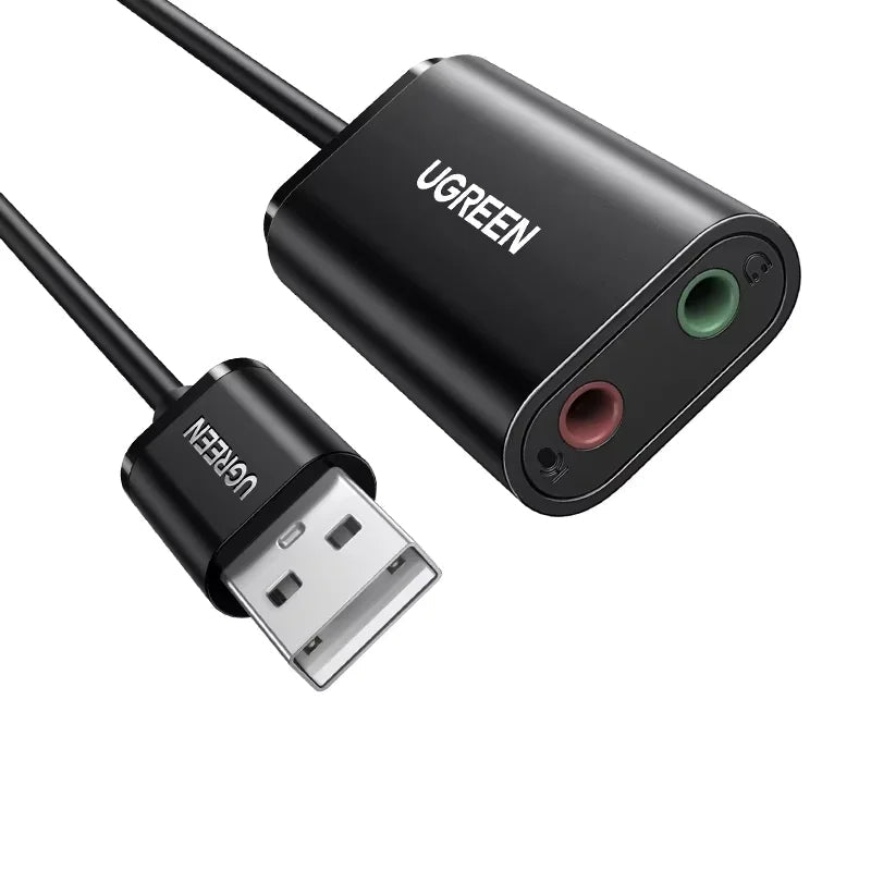 UGREEN Sound Card USB Audio Interface External 3.5mm Microphone Audio Adapter Soundcard for PC Laptop PS4 Headset USB Sound Card
