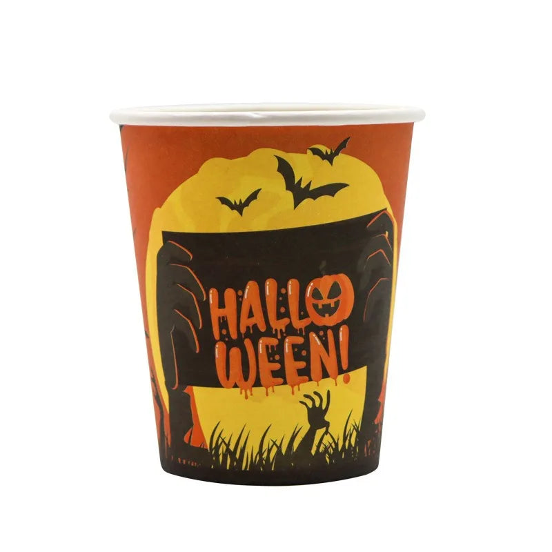 Halloween Themed Disposable Tableware Cups 7 Inch Plates 9 Inch Plates Halloween Party Decoration Supplies Festival Supplies