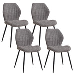 Set of 4 Upholstered Padded Dining Chairs Linen Fabric Kitchen Chairs Metal Legs for Balcony Restaurant Cafe Home Room
