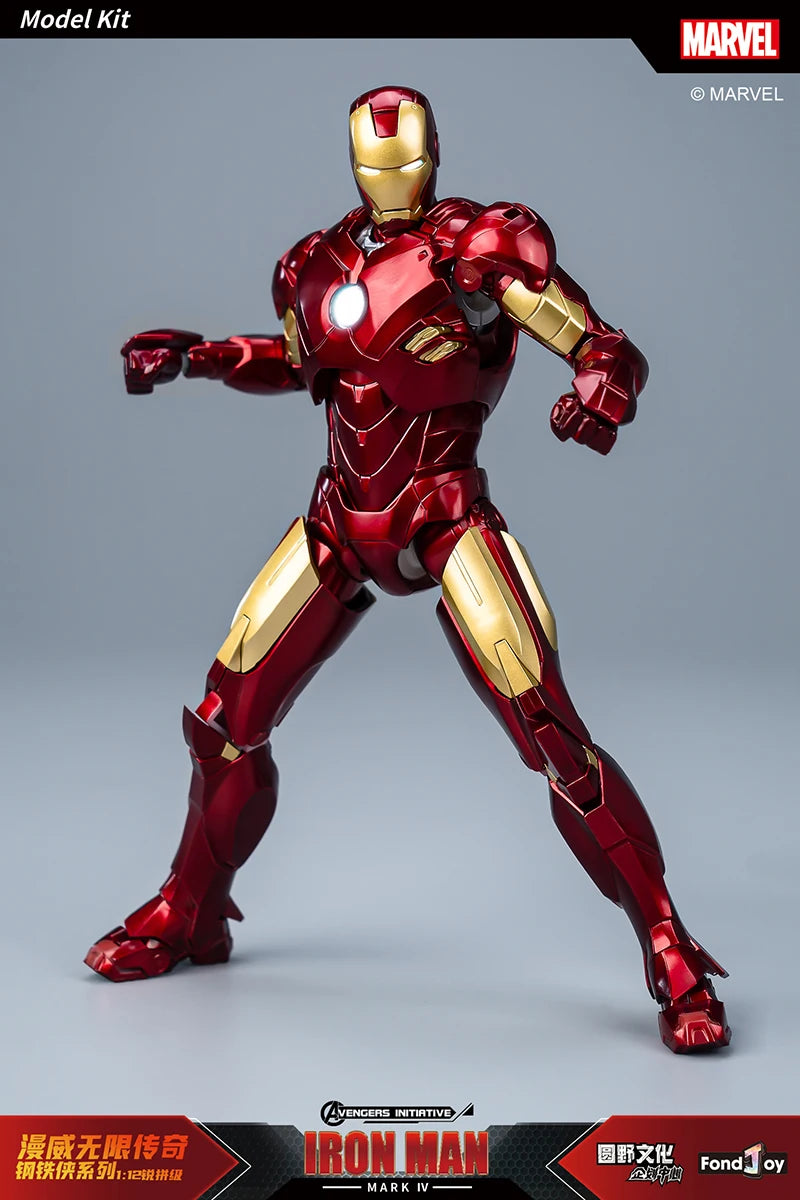 Fondjoy Marvel Iron Man MK1 Assemble Toy ABS Material First Generation Iron Man 1/12 Action Figures Toy Birthday Gifts for Boys
