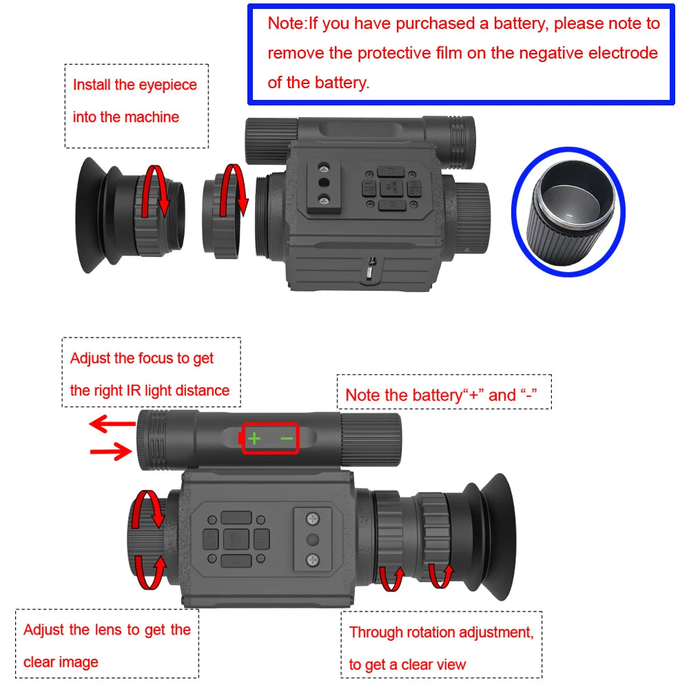 Megaorei NK006 Helmet Night Vision Monocular Long-Distance Infrared 5X Zoom 1080P Digital Hunting Night Vision Goggles Telescope