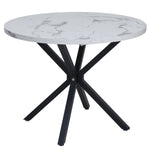 Modern Luxury Dining Table Imitation Marble Effect Household Round Dining Table Simple Cafe Tables Home Furniture 100CM