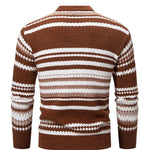 New Autumn Winter Men's Mock Neck Knit Pullovers Fashion Striped Slim Fit Knitted Sweater Men Casual Warm Pullover Knitwear Man