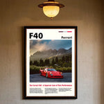 Luxury Classic Retro Red Super Sports Car F40 Art High-quality Printed Posters Homeliving room Wall Art Garage Room Decor