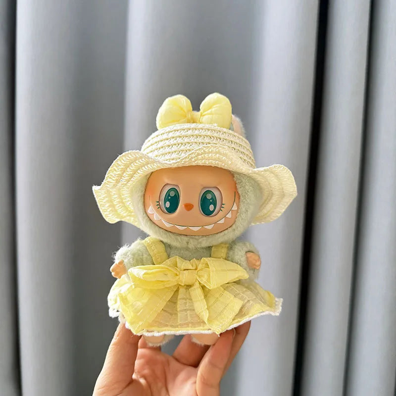 Luxury Plush Wedding Dress Dolls Clothes for Labubu I II Korea Style Fluffy Romantic Wedding Dress Flower Hat Suit for Ladbubu