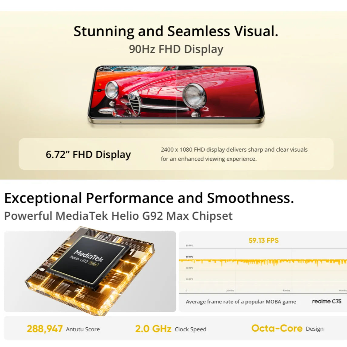 Global Version realme C75 6.72'' 90Hz FHD Display 50MP AI Camera 5828mAh Battery 45W Charge IP69 100% Original Cell Phone NFC