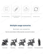 EU STOCK Twin strollers Double kids two seats strollers foldable carriage wholesale baby stroller Front and rear seats