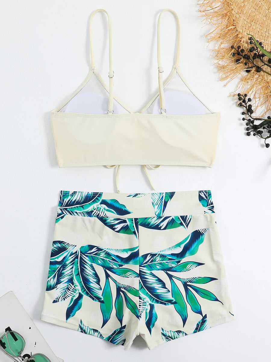 2025 High Waist Drawstring Front Bikini Set – Women's Swimsuit Swimwear Beachwear