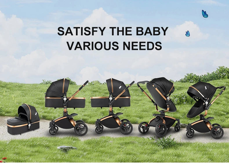 3 in 1 Lightweight High Landscape Baby Stroller Cart Carriage for Newborn Luxury Pushchair