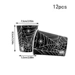 Halloween Party Spider Web Disposable Tableware Set Black Paper Plates Cups Napkin Halloween Birthday Party Decoration Supplies
