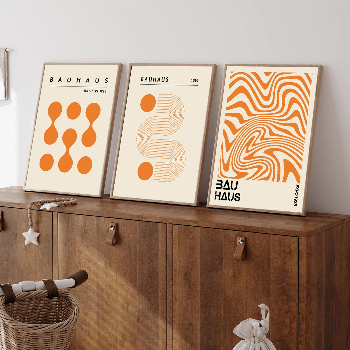 Unframed Orange Bauhaus Art Print Canvas Painting Abstract Minimalist Geometric Exhibition Poster Wall Art Home Decor