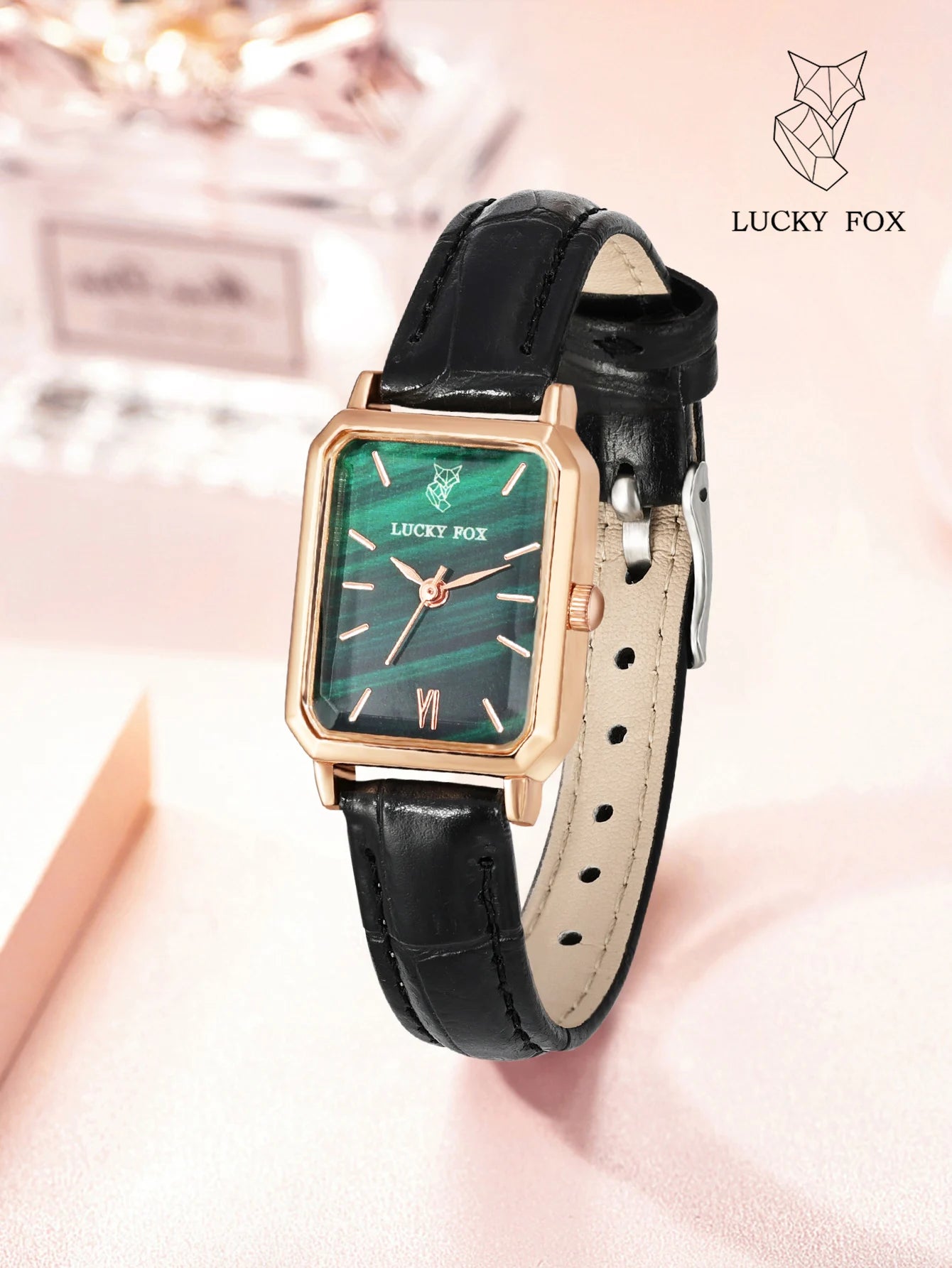 LUCKY FOX Women Watches Fashion Green Square Leather Quartz Watch Luxury Ladies Wristwatch Girlfriend Gift