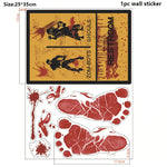 Halloween Wall Doors Windows Stickers Blood Handprint Footprint Skull Pattern Halloween Party Scene Decor Supplies Horror Props