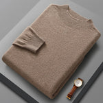 Autumn Winter Seamless Readymade Garments Men's Half High Neck Pullover Long Sleeve Loose Sweater 100% Wool Casual Knit Underlay