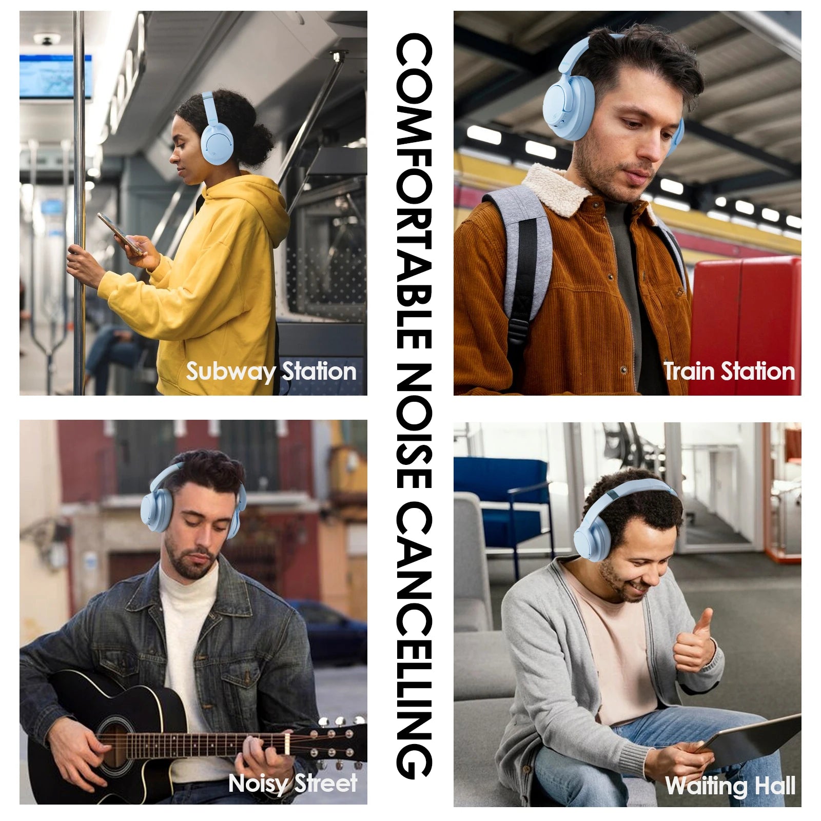 Siindoo New JH-ANC630 Active Noise Cancelling Wireless Headphones Over Ear Bluetooth earphones with Mic 70H Playtime Clear Calls