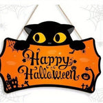Halloween Decorations Peeping Black Cat Wooden Holiday With Rope Hanging Sign Holiday Dress Up Porch Hanging Ornaments