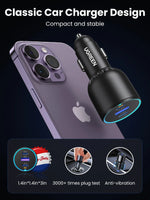 UGREEN 130W USB C Fast Car Charger with PD Cable for For Xiaomi iPhone 17 Samsung Galaxy S25 Laptops Fast USB C Car  Charger QC4