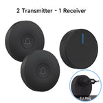 Circular Black Self Powered Wireless Doorbell AC 110v 220v US/EU Plug With 60 Rings Waterproof Long-Distance Kinetic Door Bell