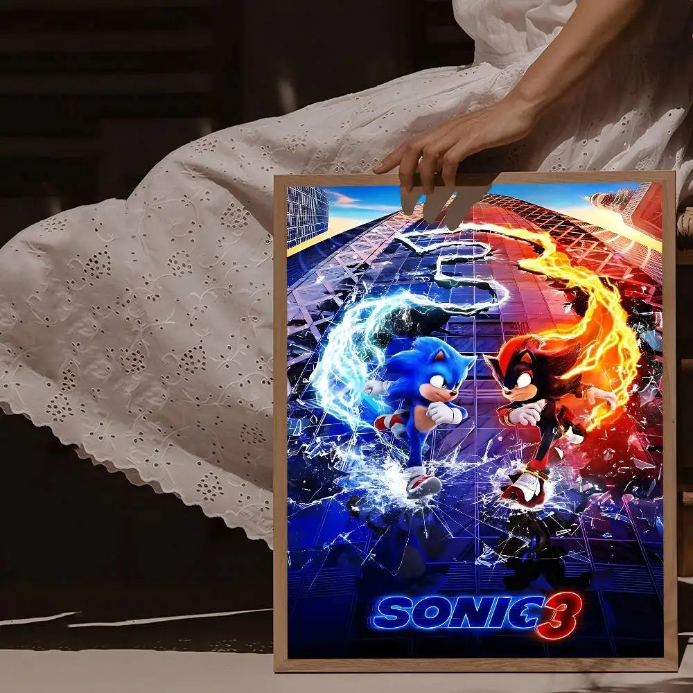 Cartoon Cool S-Sonic-ES Classic Vintage Posters Decoracion Painting Wall Art White Kraft Paper Kawaii Room Decor