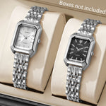 1/2/4PCS Fashion Rectangle Women Quartz Watches Stainless Steel Band Wristwatches for Girls Clock Reloj Mujer（Without Box）