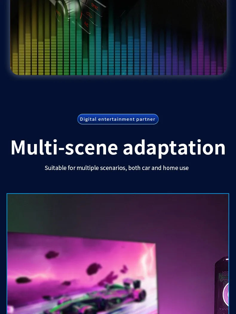 2 in 1 Smart RGB Pickup Lights LED 3D Ambient Lamp Sound Control Music Rhythm Lights Air Freshener for Car Gaming TV Creative