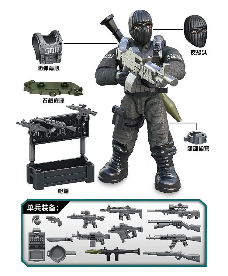 WW2 Eagle Special Forces Military Action Figures Soldiers SWAT Model Building Blocks Bricks Boy's Toys Boys Action Figure