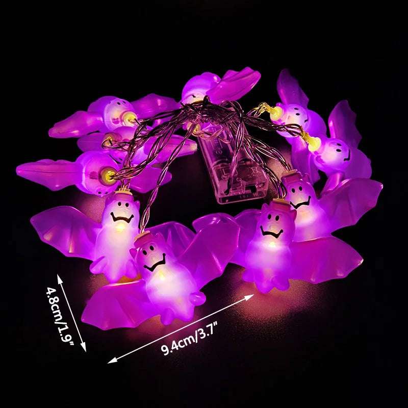 1.5M 10LED Halloween LED Light String Horror Eyeballs Pumpkin Spider Bat Skull Lamp Trick Or Treat Happy Halloween Party Decor