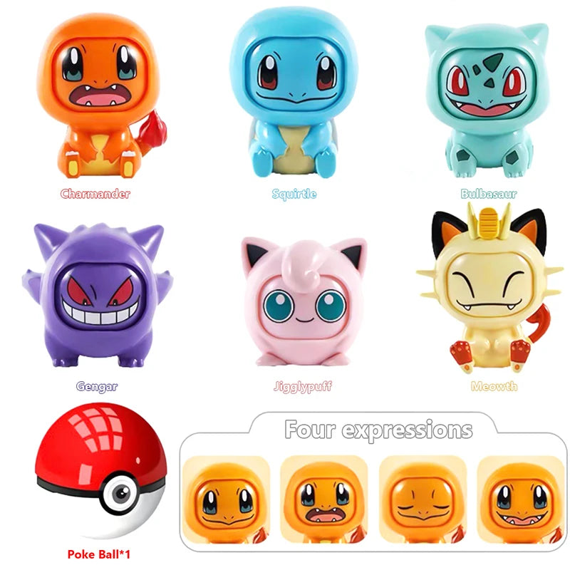Pokeball Pokemon Pikachu Figures Toys Doll Poke Ball Face-changing Pocket Monsters Action Figure Kid Boys Girls Set Toy Gifts