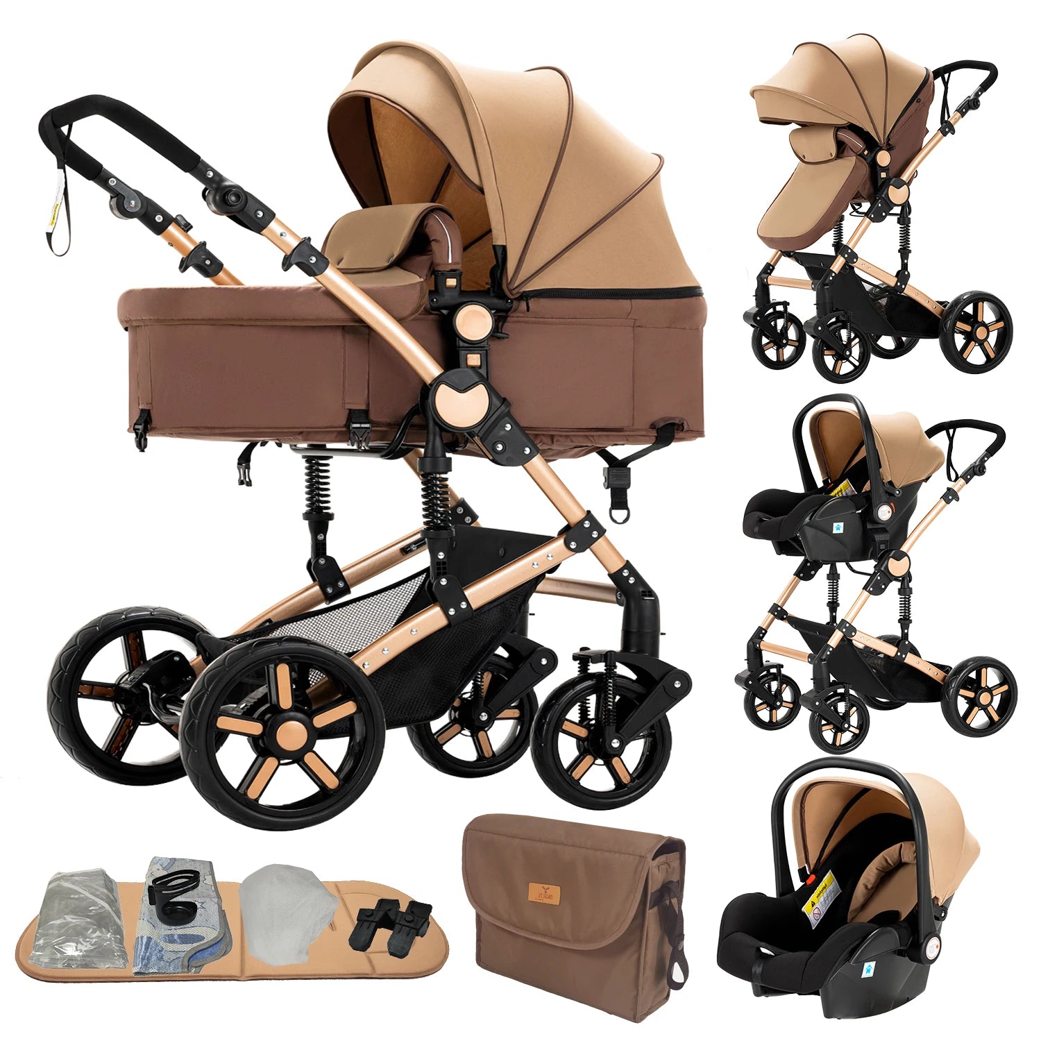 Baby Stroller Light Stroller for Newborn pushchair prams Baby Carriage 3 in 1 baby car seat Foldable Stroller with Mommy Bag