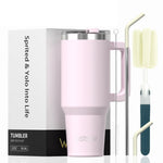 591ml Stainless Steel Insulated Cup 20oz Tumbler with Handle and Straw Keep Cold and Hot Thermal Mug Portable Car Travel Mug