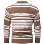 New Autumn Winter Men's Mock Neck Knit Pullovers Fashion Striped Slim Fit Knitted Sweater Men Casual Warm Pullover Knitwear Man
