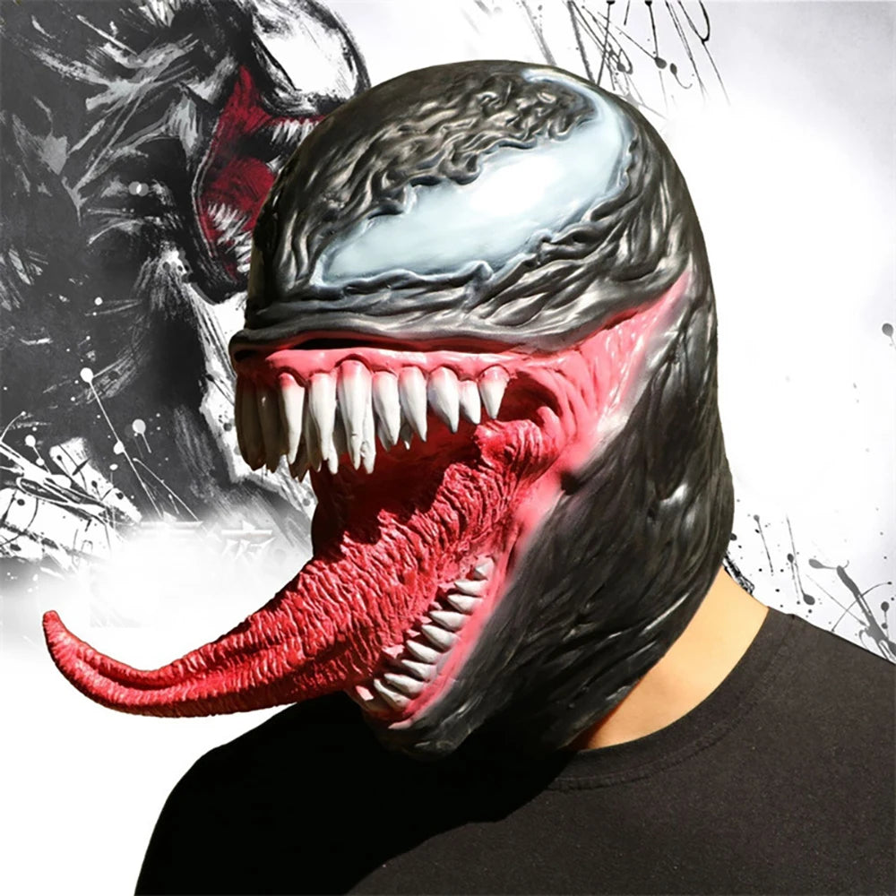 New Superhero Venom 3 Long Tongue Mask Cosplay Latex Masks Horror Party Helmet Props Supplies Novelty Masks Christmas Halloween