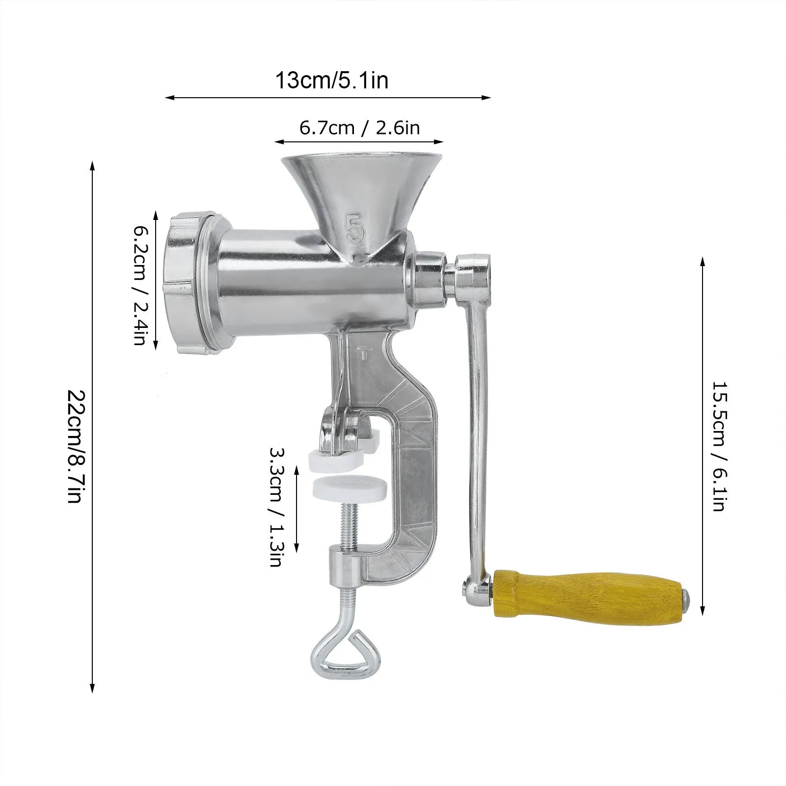 Manual Meat Grinder Silver Aluminum Alloy Powerful Home Sausage Kitchen Appliances Vegetable Chopper Pepper Supplies Mincer