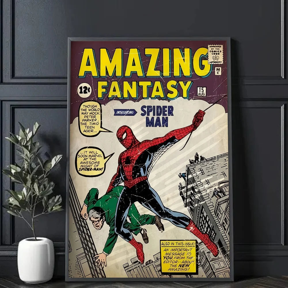 Vintage Comics Super hero Poster Decorative Painting Anime Poster Mural Home Living Room Bedroom Bathroom Wall Decor