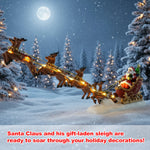 Christmas Santa Claus Sleigh and Reindeer Figurine with LED Lights Holiday Ornament Xmas Home Tabletop Decoration Gift
