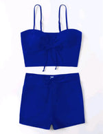 2025 High Waist Drawstring Front Bikini Set – Women's Swimsuit Swimwear Beachwear