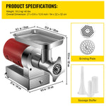 SucceBuy Electric Meat Grinder, 661 Lbs/Hour 1100 W Meat Grinder Machine 1.5 HP Electric Meat Mincer with 2 Grinding Plates,