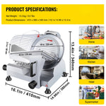 SucceBuy 10" 12" Commercial Meat Slicer Electric Deli Food Slicer Carbon Steel Blade Electric Food Slicer  for Commercial Home
