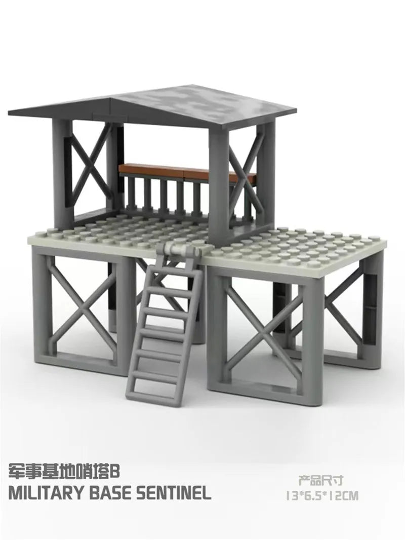 Upgrade Military Base Building Block Sets DIY WW2 Army War scene model Blocks Boys Toys