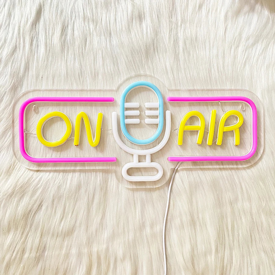 On Air Neon Sign For Wall Decor,Led Neon Light For Game Room,Broadcasting Room,Live Room,Bedroom Decor, Music Studio,USB Powered