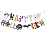 2025 Halloween Party Banner Hanging Pendants Bat Pumpkin Paper Garland Trick or Treat Happy Halloween Decoration Supplies Home