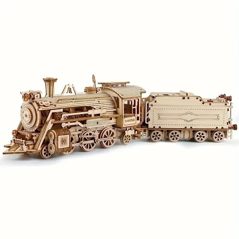 Locomotive 3D Wooden Puzzle Scale Model DIY Model Kit Handcraft Gift,Home Decoration,Mechanical Model Kit, Building Toy
